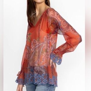 Biya Johnny Was Paisley Mesh Blouse Multicolor Size Medium NWT